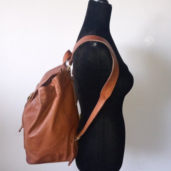 *RARE* COACH '80s XL Traveler Drawstring Flap Backpack Rucksack Brown 4040-103 - Picture 2 of 16
